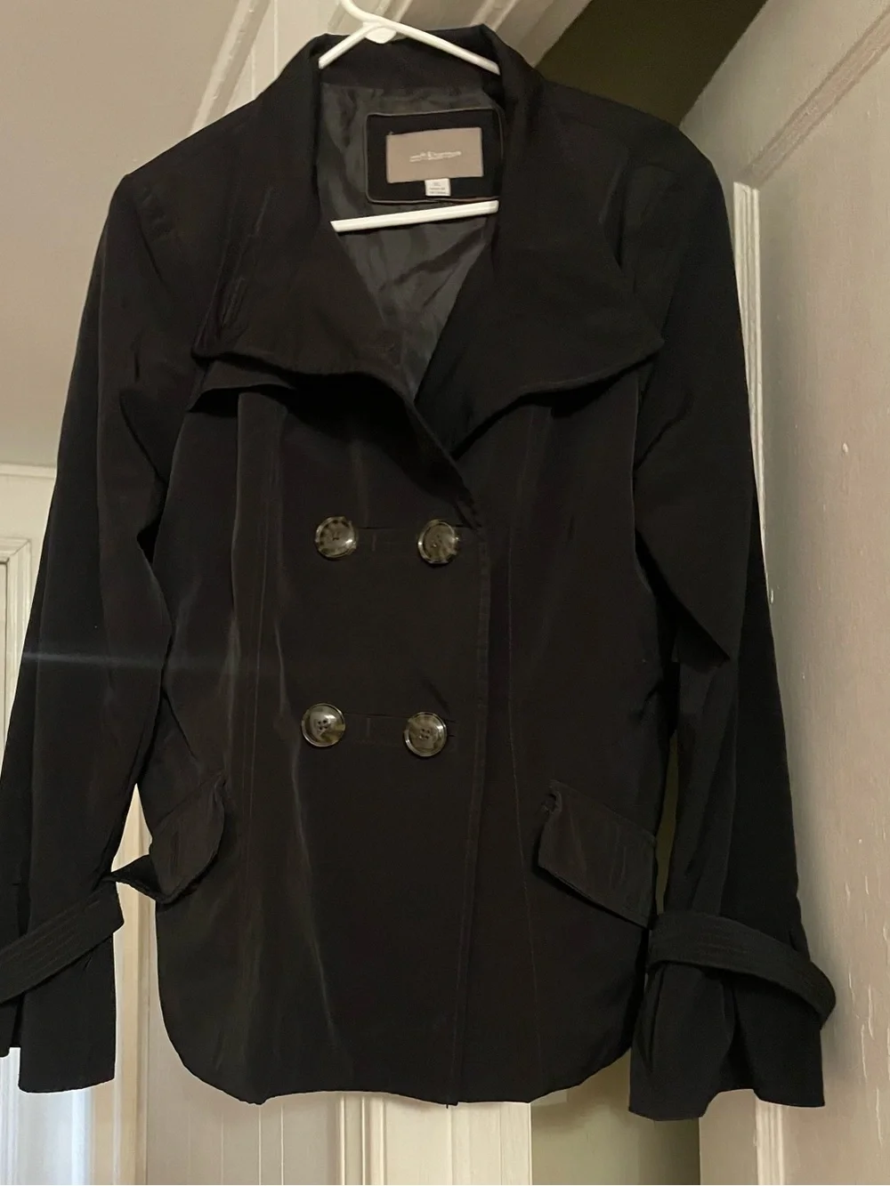 Croft & Barrow Women's Black Double-Breasted Rain coat - XL - Picture 2 of 4
